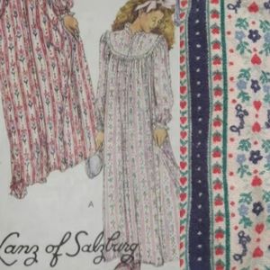 Lanz of Salzburg vintage floral heart flannel nightgown